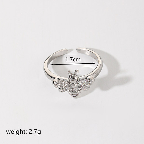 Simple Style Streetwear Shiny Animal Star Moon Copper Inlay Zircon Open Rings