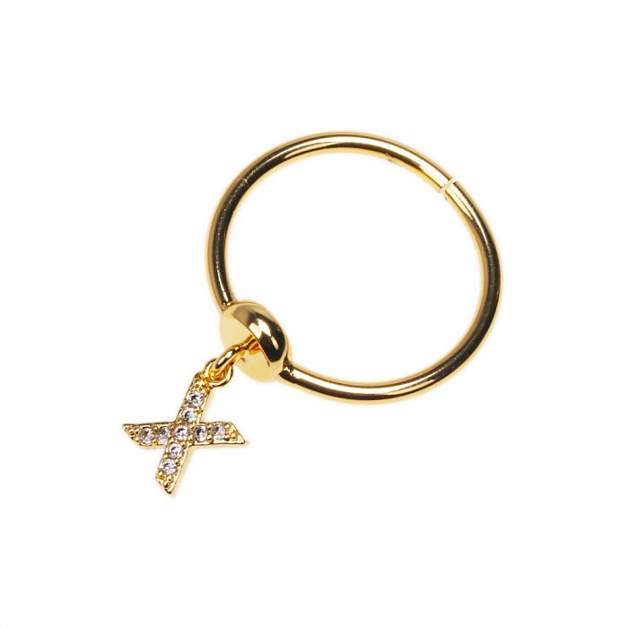 Artistic Letter Copper Plating Inlay Artificial Diamond Charm Rings