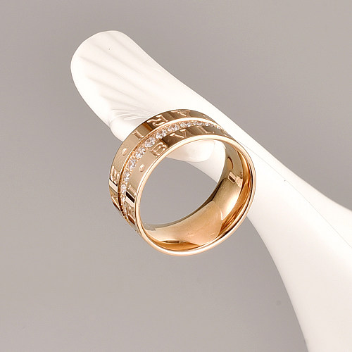 Anéis de aço Titanium geométricos do estilo simples das mulheres anéis de aço inoxidável do zircão do diamante