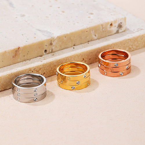 Classic Style Solid Color Titanium Steel Artificial Gemstones Rings In Bulk