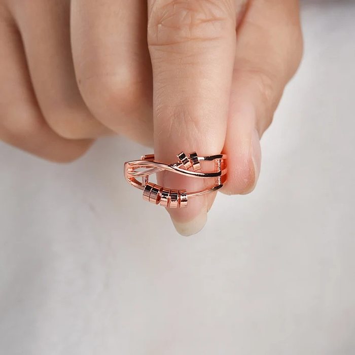 Casual Simple Style Solid Color Copper Beaded Plating Open Ring