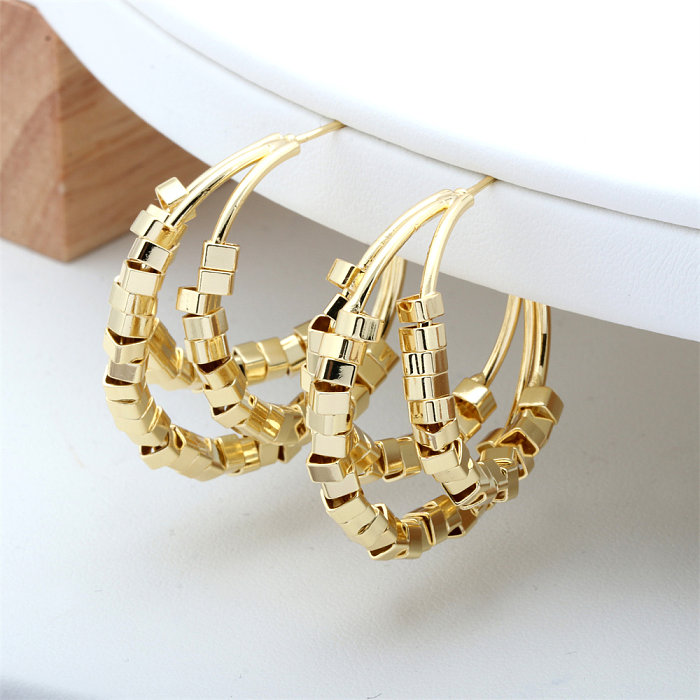 1 Pair Vintage Style Commute C Shape Plating Copper 18K Gold Plated Ear Studs