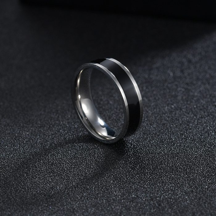 Fashion Drop Oil Plating Black And White Titanium Steel Couple Ring