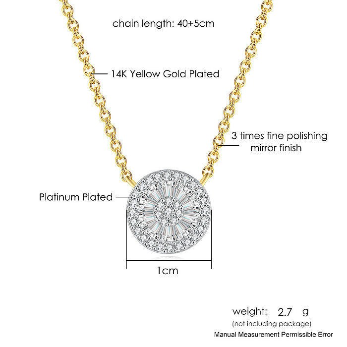 Fashion Round Copper Rhinestone Pendant Necklace