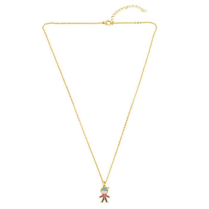 Copper Plated Boy Girl Necklace Full Diamond Color Couple Necklace Clavicle Chain