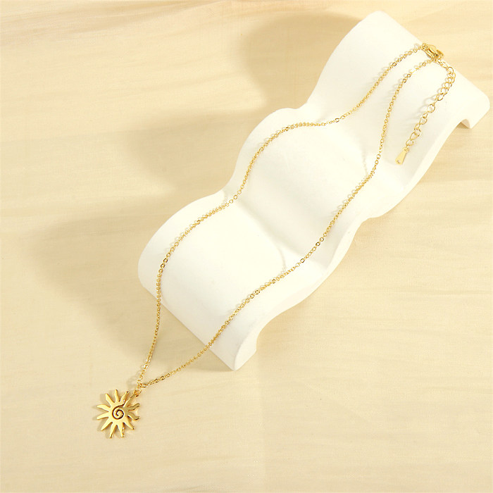 Collier pendentif plaqué or 18 carats en cuivre soleil de style simple en vrac