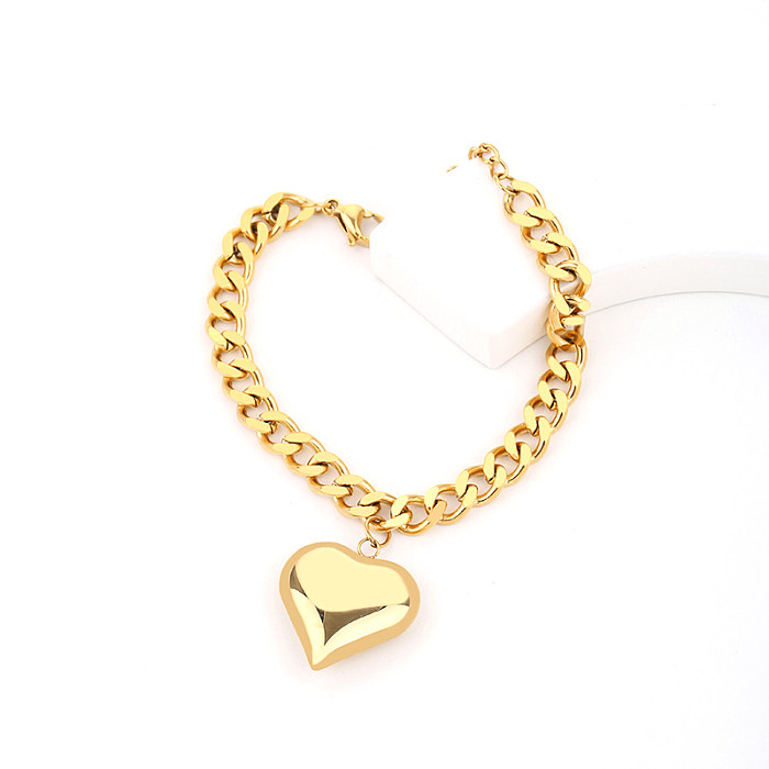 Sweet Streetwear Bracelets en acier titane en forme de coeur boucles d'oreilles collier