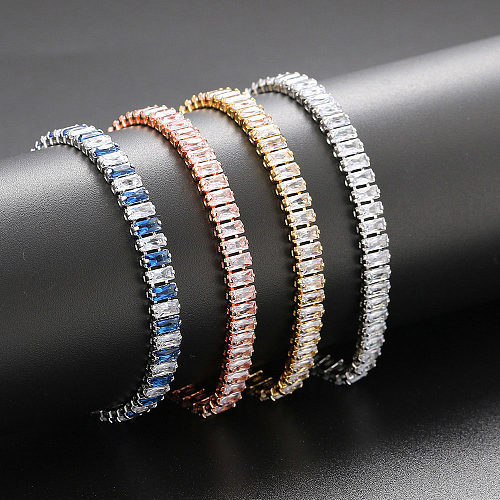 Pulseiras de zircão com incrustações geométricas de cobre da moda, 1 peça