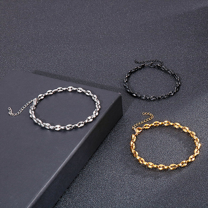 Casual Modern Style Solid Color Titanium Steel Plating 18K Gold Plated Bracelets Necklace