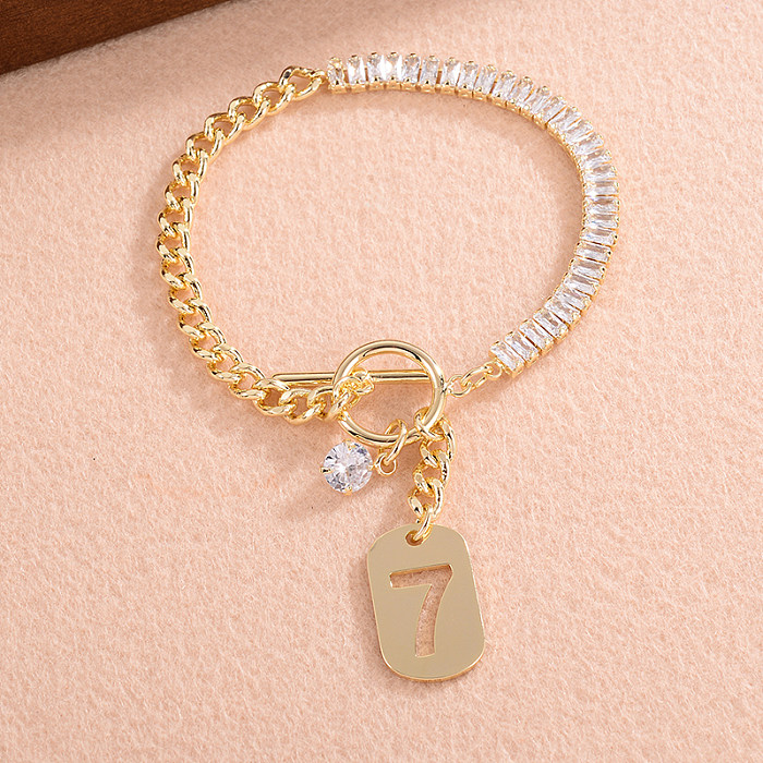 Bracelets plaqués or 14 carats avec incrustation de cuivre et numéro de style simple