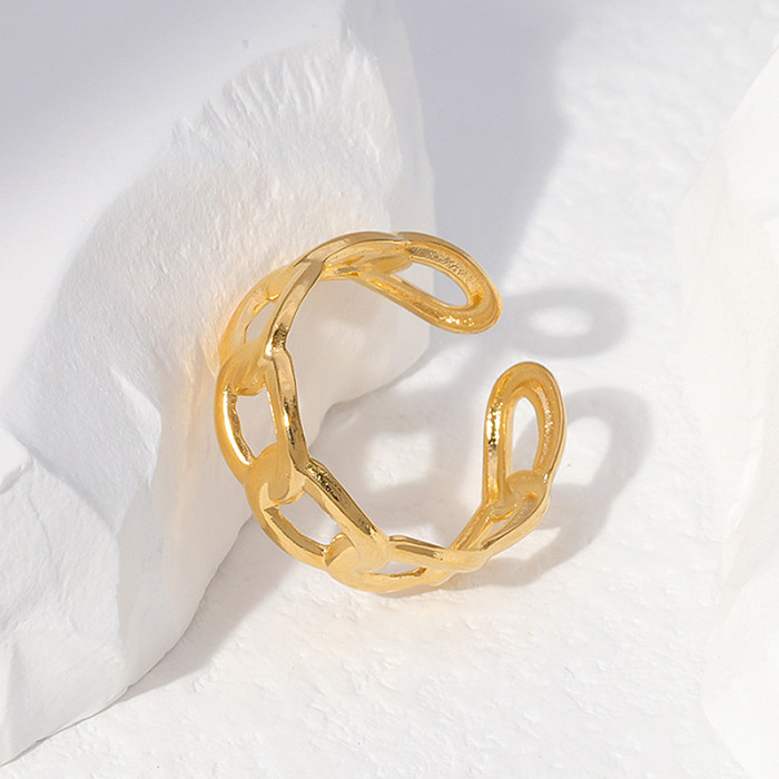 1 Stück schlichter, einfarbiger offener Ring aus Edelstahl und Metall