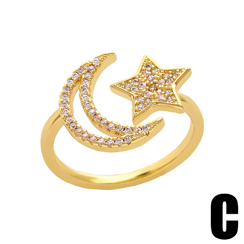 Fashion Geometric Female Simple Star Moon Copper Rings
