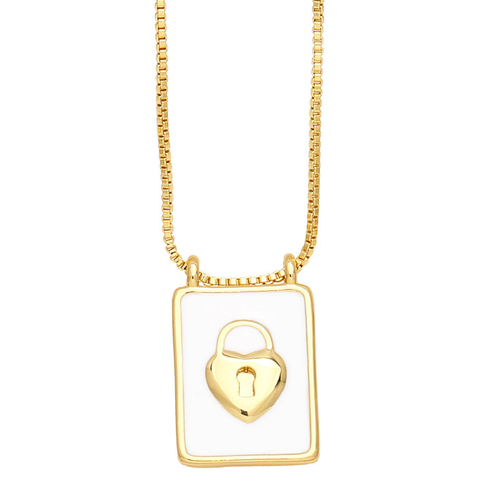Simple Style Cartoon Character Square Copper 18K Gold Plated Pendant Necklace In Bulk
