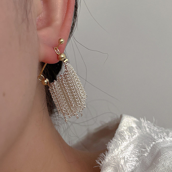 1 Pair Elegant Lady Simple Style Geometric Tassel Plating Copper Drop Earrings