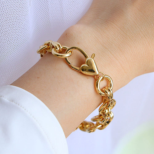 Nouveau Bracelet en cuivre plaqué or 18 carats avec chaîne épaisse avec boucle