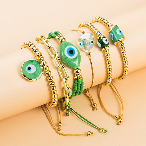 Bracelets à la mode en cuivre et émail avec corde en forme d'oeil du diable, 1 pièce