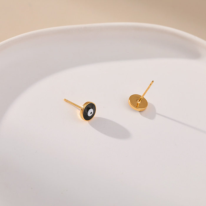 1 Pair Simple Style Eye Plating Copper 18K Gold Plated Ear Studs