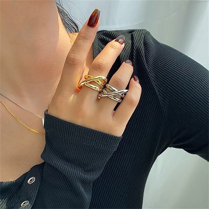 Fashion Women's New Creative Open Gold-Plated Stainless Steel Ring
