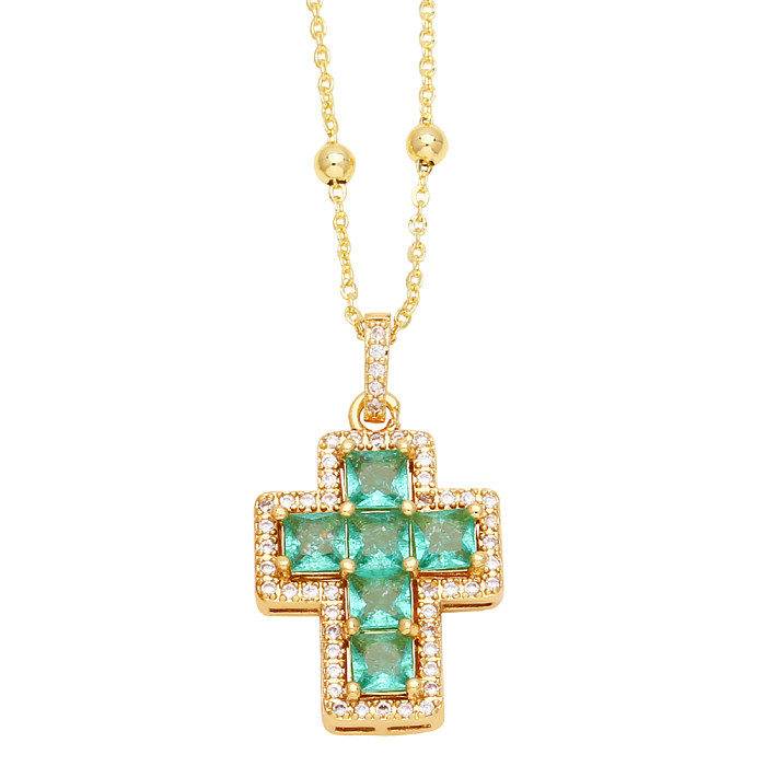 Collier avec pendentif en forme de croix, élégant et Simple, en acier inoxydable, cuivre, plaqué or 18 carats, Zircon, en vrac