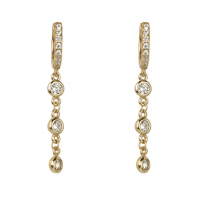 Luxurious Bridal Shiny Geometric Copper Zircon Drop Earrings Earrings 1 Pair