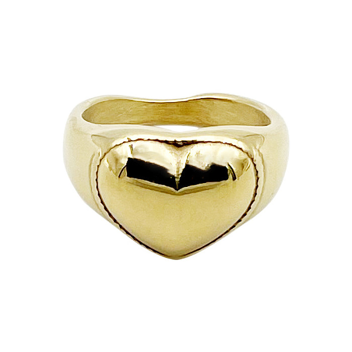 Casual Simple Style Commute Heart Shape Stainless Steel Plating Gold Plated Rings