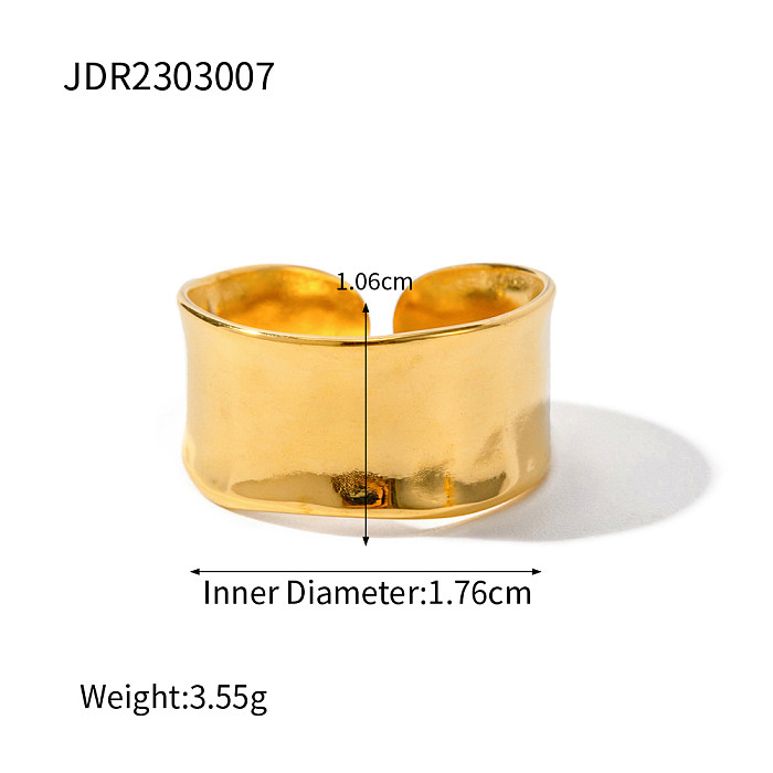 IG Style Solid Color Stainless Steel Plating 18K Gold Plated Wide Band Ring Open Ring