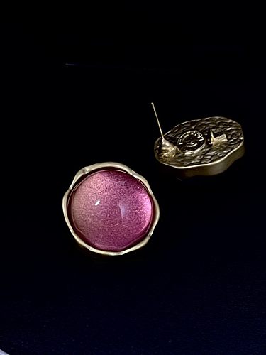 Design original cor gradiente chapeamento de cobre incrustação de pedras preciosas artificiais colar de brincos