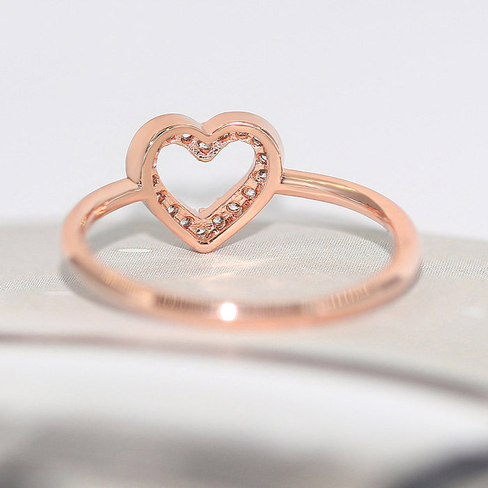 Sweet Simple Style Heart Shape Copper Zircon Rings In Bulk