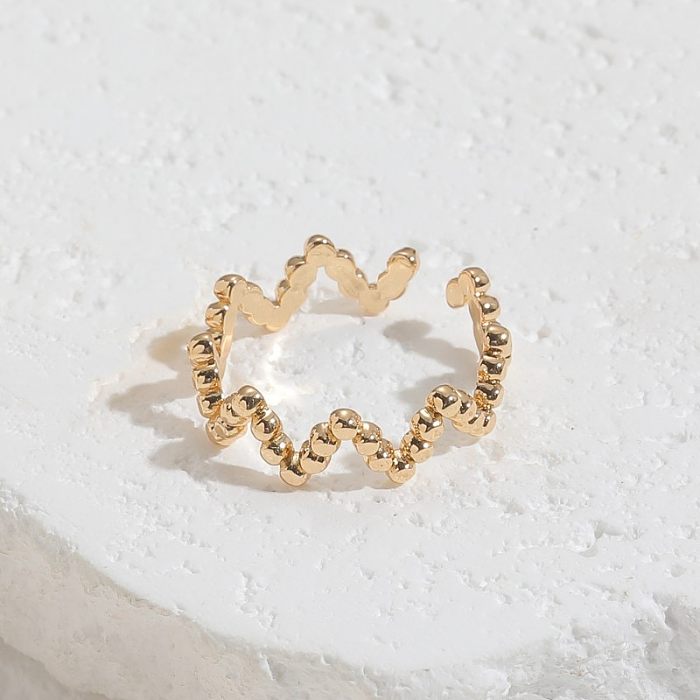 Anéis abertos luxuosos elegantes do zircão 14K do embutimento do chapeamento de cobre da cor sólida banhados a ouro