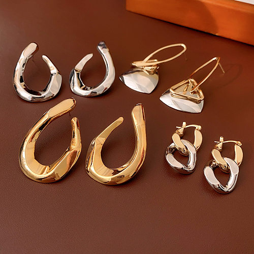 1 Pair Simple Style Geometric Heart Shape Copper Plating Earrings