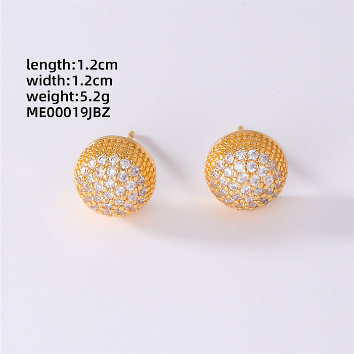 1 Pair Simple Style Four Leaf Clover Heart Shape Dollar Inlay Copper Zircon Ear Studs