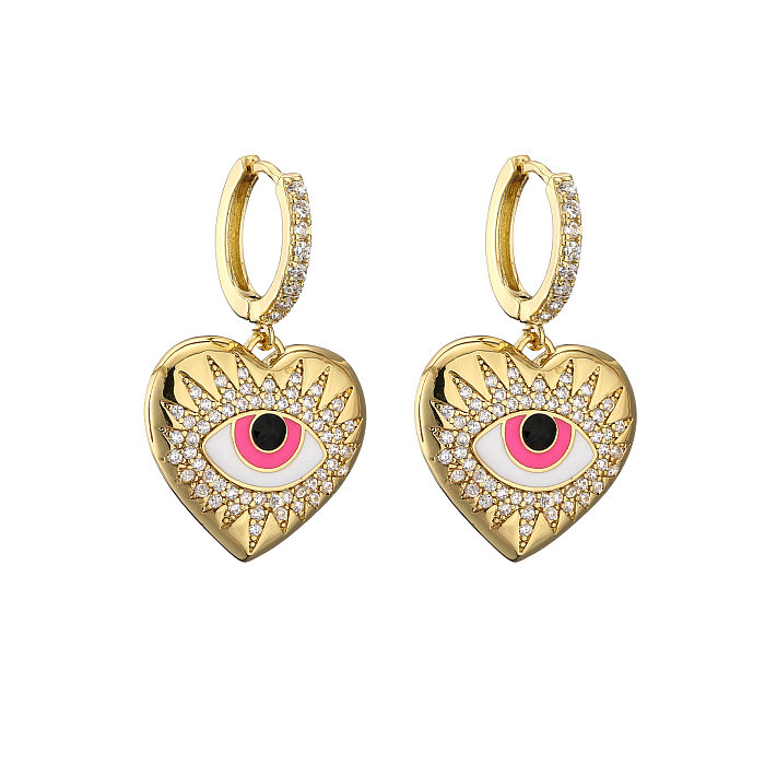 Jewelry Micro-inlaid Zircon Heart Pendant Dripping Eyes Peach Heart Pattern Earrings