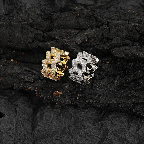 Hip-Hop Rock Solid Color Copper Plating Inlay Zircon Rings