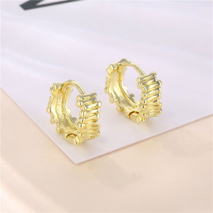 1 Pair Cool Style Shiny C Shape Circle Water Droplets Copper Alloy Brass Plating Inlay Zircon White Gold Plated Platinum Plated Silver Plated Earrings