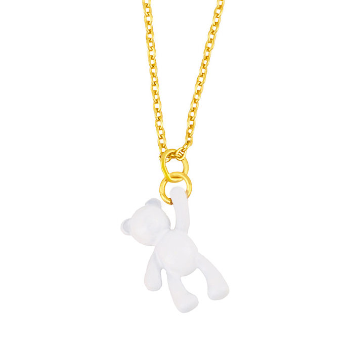 Wholesale Simple Solid Color Bear Pendant Copper Necklace jewelry
