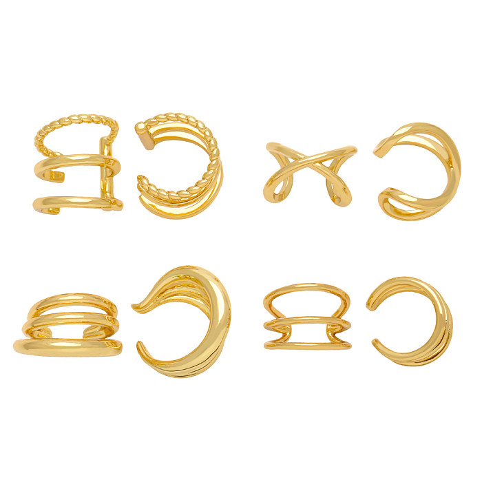 1 Pair Simple Style C Shape Plating Copper 18K Gold Plated Ear Clips