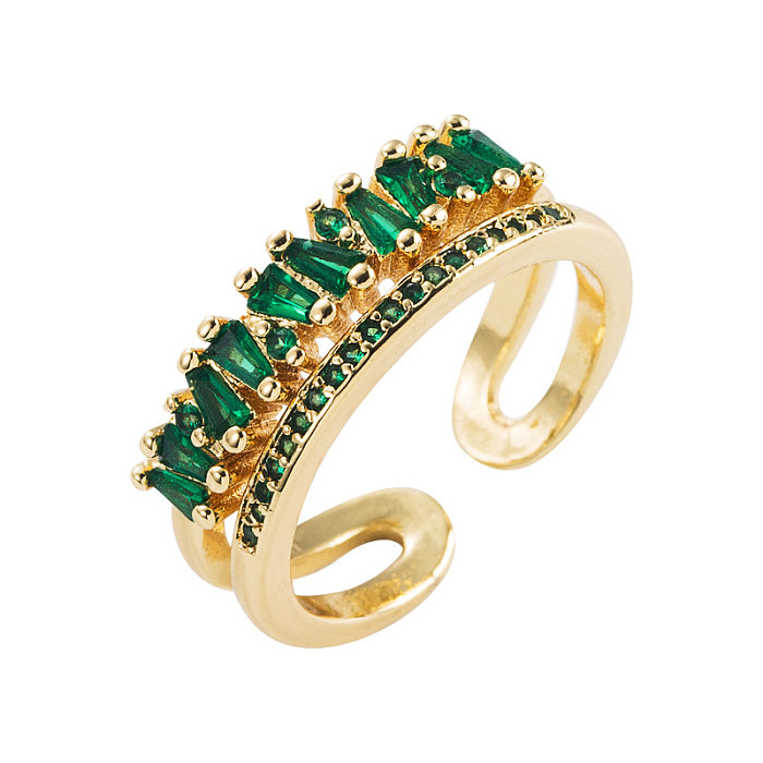 Fashion New Copper-plated Real Gold Micro-set Zircon Double-layer Rainbow Ring