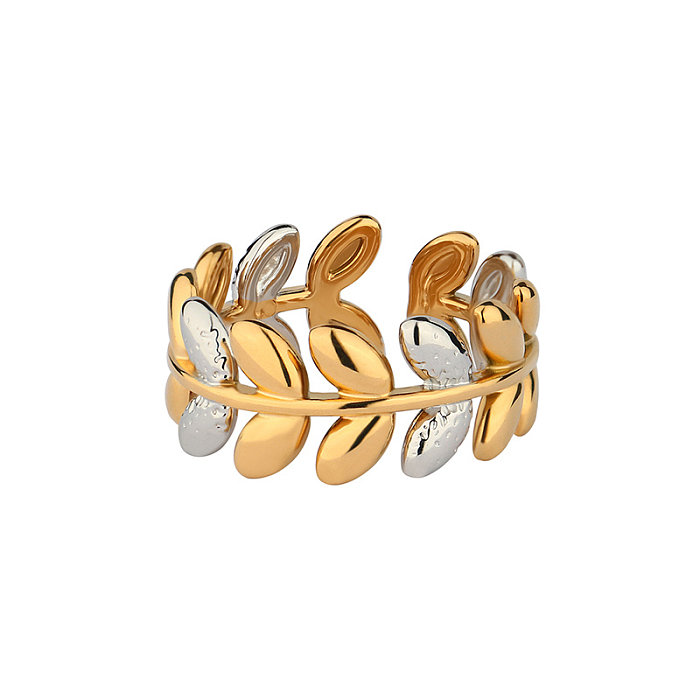 Lässiger, schlichter Stil, klassischer Stil, Blatt-Hundestern-Halskette aus Edelstahl, Titanstahl, vergoldete Ringe
