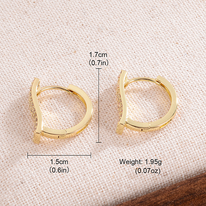 1 Pair Simple Style C Shape Plating Inlay Copper Zircon 14K Gold Plated Earrings
