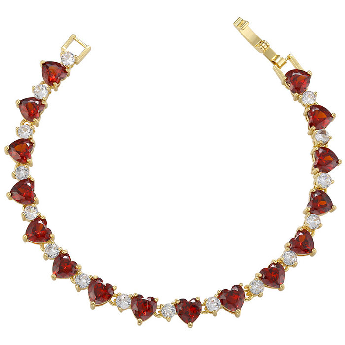 Simple Style Heart Shape Copper Plating Zircon Bracelets 1 Piece