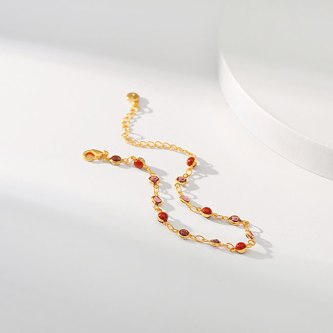 Retro Round Copper Inlay Glass Bracelets