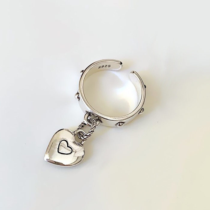 Retro Lady Streetwear Heart Shape Copper Plating Charm Ring