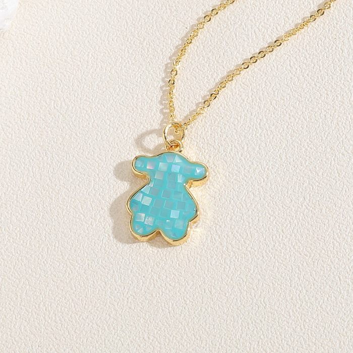 Cute Simple Style Little Bear Brass Plating 14K Gold Plated Pendant Necklace