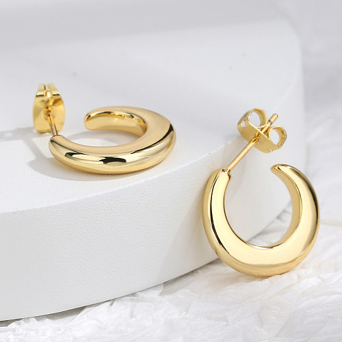 1 Pair Simple Style C Shape Plating Copper Earrings
