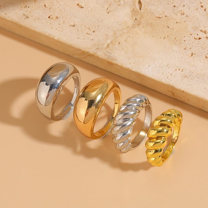 Elegant Luxurious Classic Style Solid Color Copper Plating 14K Gold Plated Rings
