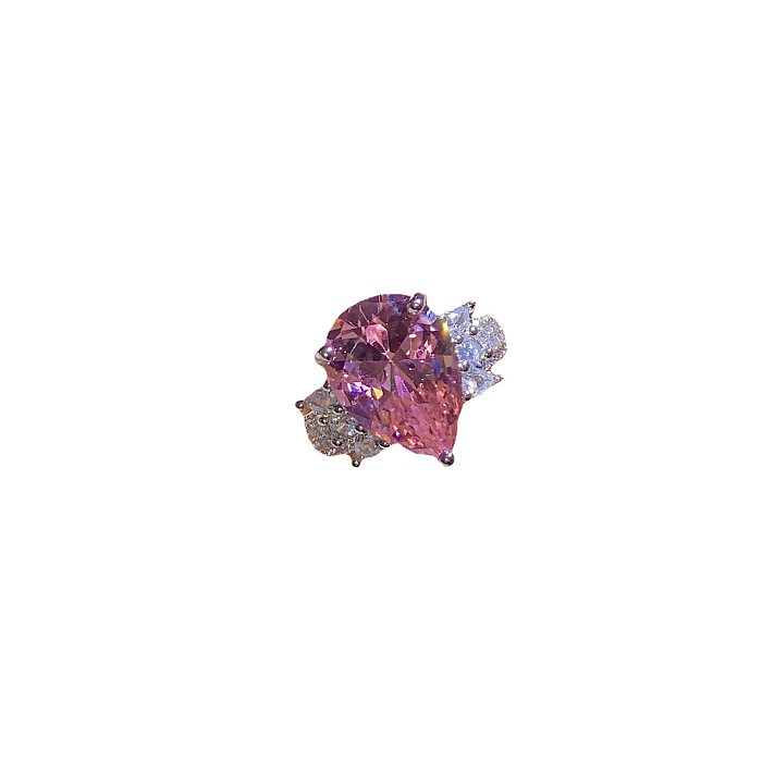 Luxurious Water Droplets Copper Artificial Gemstones Open Ring In Bulk