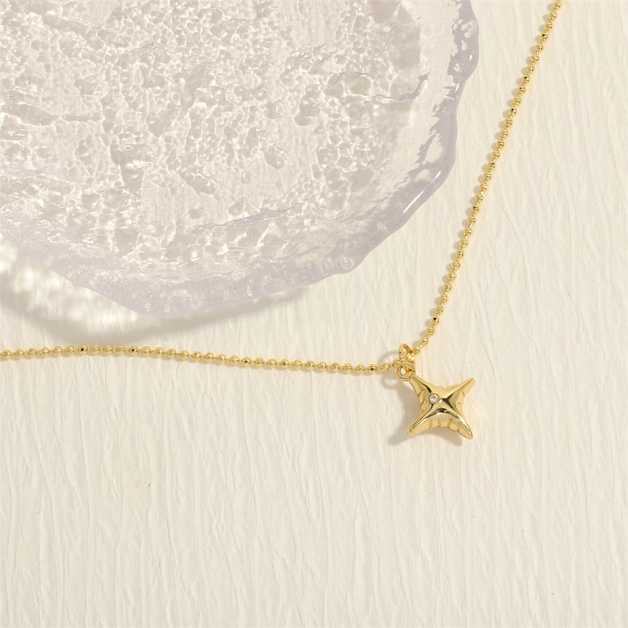 Estilo simples estrela chapeamento de cobre inlay zircon 18K banhado a ouro pulseiras colar