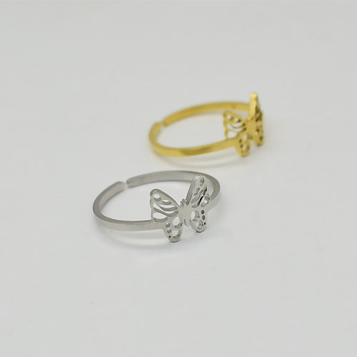 1 Piece Simple Style Butterfly Titanium Steel Hollow Out Rings
