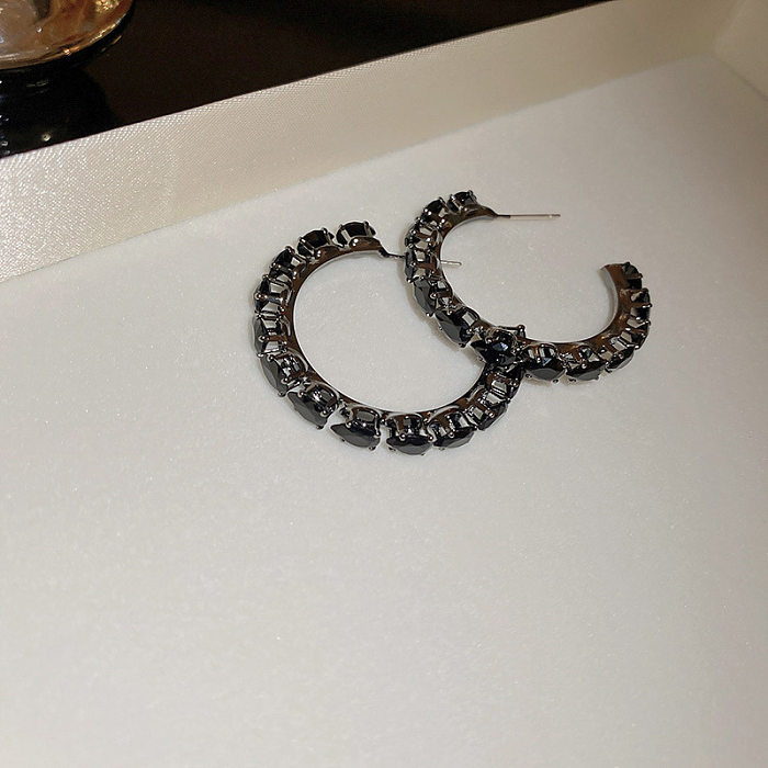 Boucles d'oreilles en cuivre en forme de C à la mode Boucles d'oreilles en cuivre avec zircon 1 paire