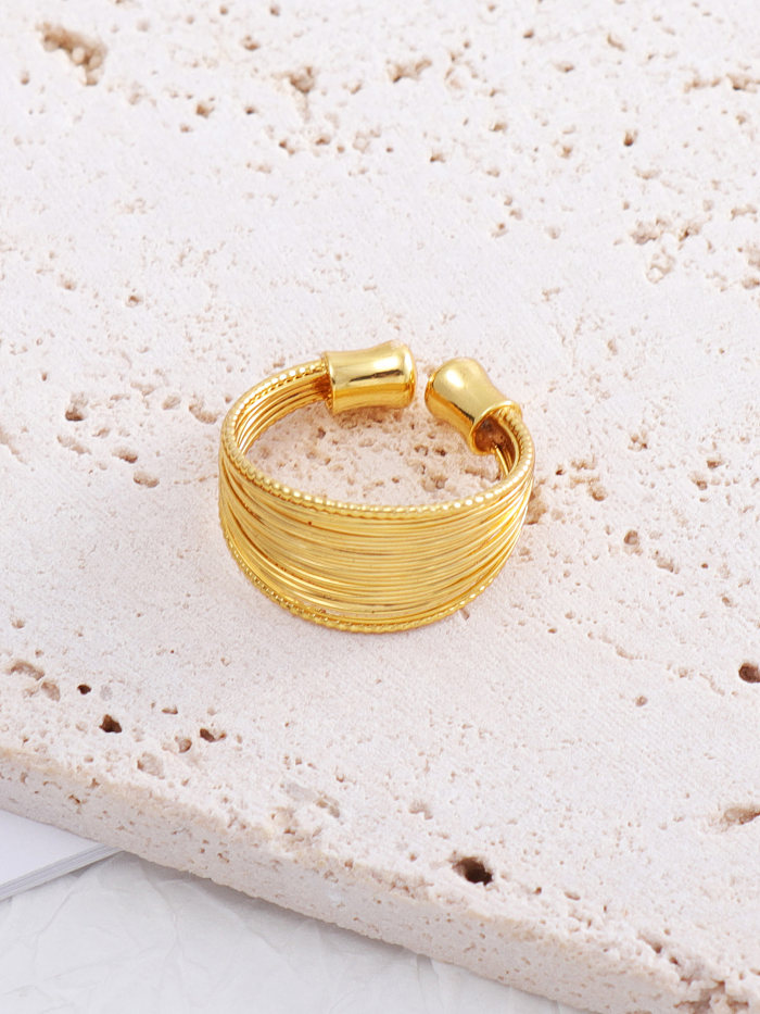 Hip-hop streetwear cor sólida cobre brilhante metálico 18K anéis abertos banhados a ouro